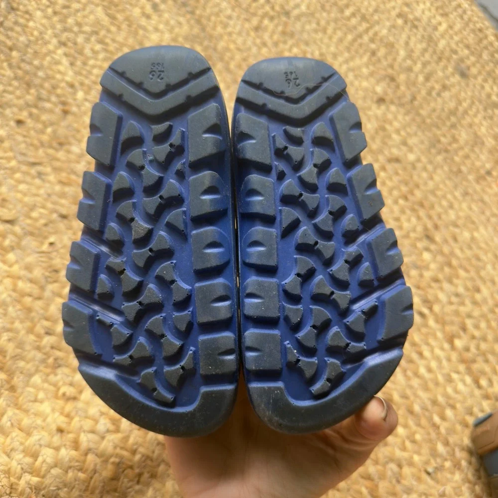 Birkenstock Mogami Kids Sandals Blue Tan Topographic Print Size 26 EU 9 US